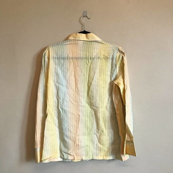 Vintage S 1970s rainbow long sleeve button down blouse psychedelic - Picture 6 of 8